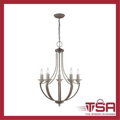 Corbeille 5-Light Washed Pine French Country/Cottage Chandelier