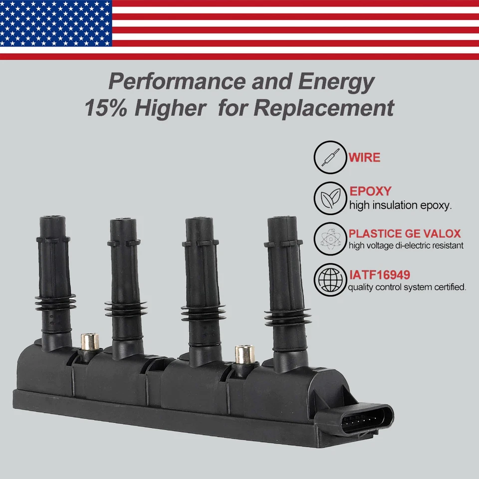 Bobina de encendido y 4 bujías de iridio marca OEM para Chevy Cruze Sonic Buick UF669 Foto 3 de 4