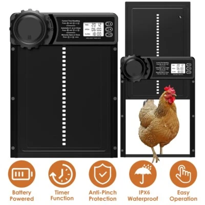 MARKENLOS Chicken Flap Aluminum Chicken Coop Door Chicken Door Automatic Pet Flap Timer