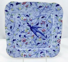 Bridgwood England Transferware Square Pheasant Plate Chintz 1891-1910