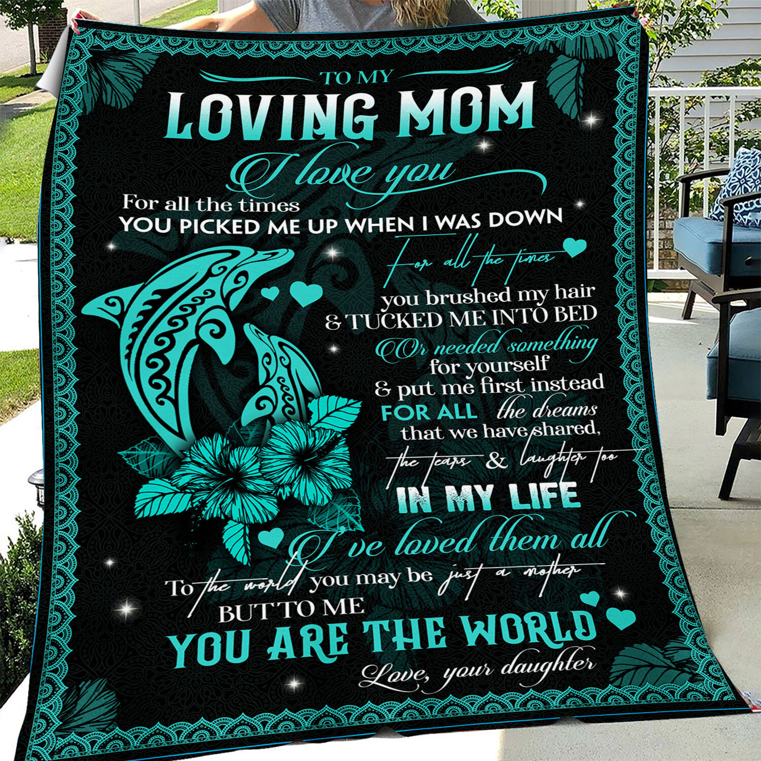 Loving Mom Blanket, Family Gift Idea for Birthday or Holiday Fleece Blanket