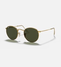 New Ray-Ban RB3447 Round Metal Gold Frame / Green G15 Lenses Sunglasses