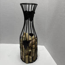 Metal Wire Carafe WINE BOTTLE CORK Holder Home Decor