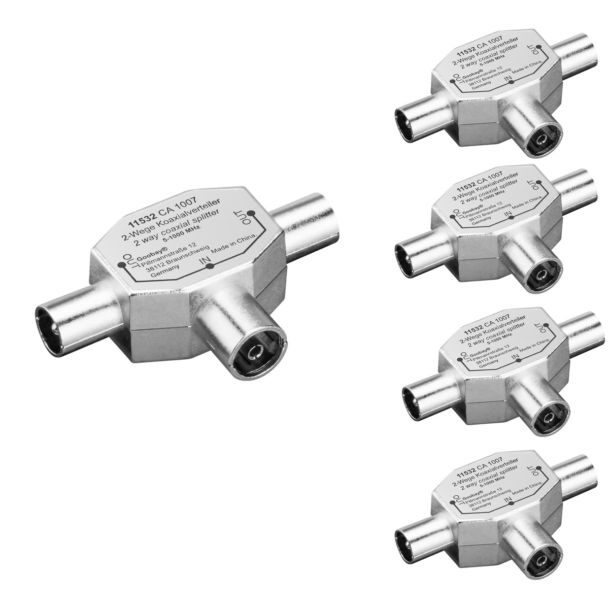 Distribuidor Señal Antena Acoplador Coaxial TV Macho A 2 Hembras Divisor Se Al Antena Adaptador Rf Tipo T 642170