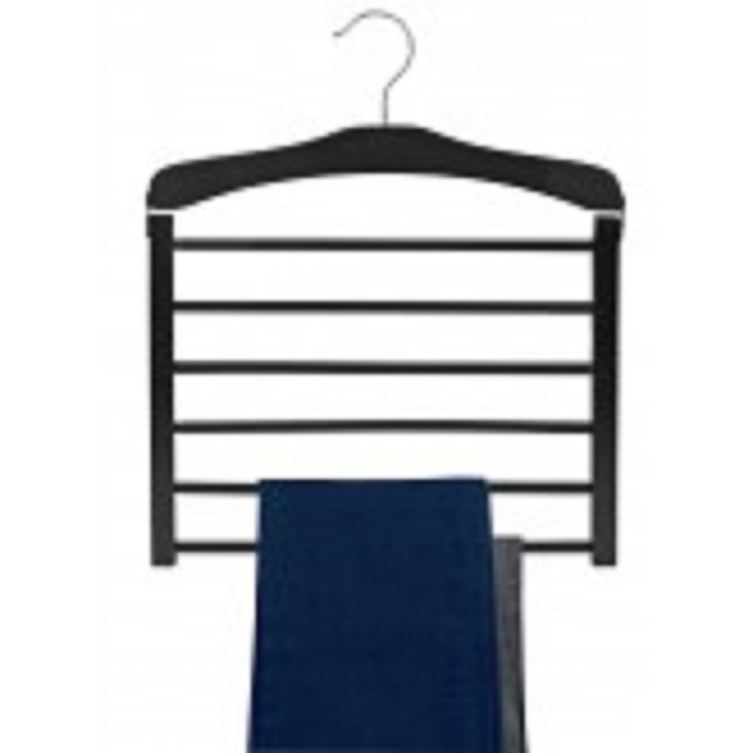 Black Wood Multi-Pant Hangers - Pack of 3-image
