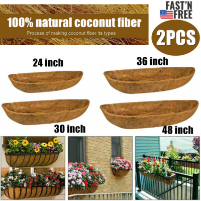 2PCS 24''/30''/36''/48'' Coco Liner Trough Half Moon Shaped Planter Liner For Window