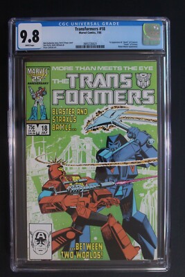 Transformers #18 Blaster v Straxus 1986 1st Spanner Crosscut SpaceBridge CGC 9.8