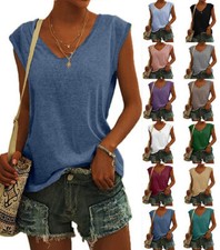 Womens Sleeveless Vest Tops Ladies Summer Casual T-Shirt Tank Blouse Plus Size