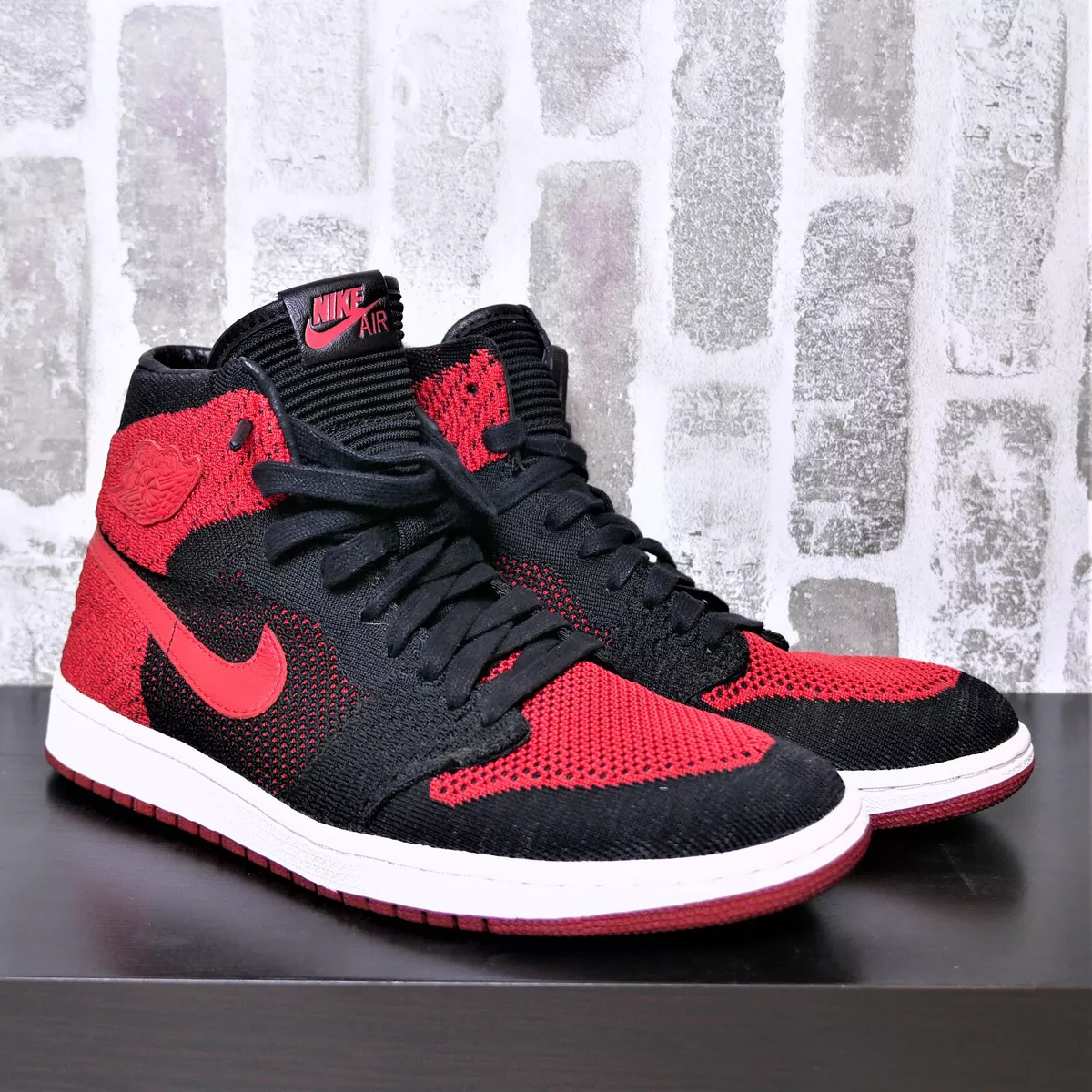 Nike Air Jordan 1 Retro High Flyknit Bred Black Red 919704-001 Men sz 10