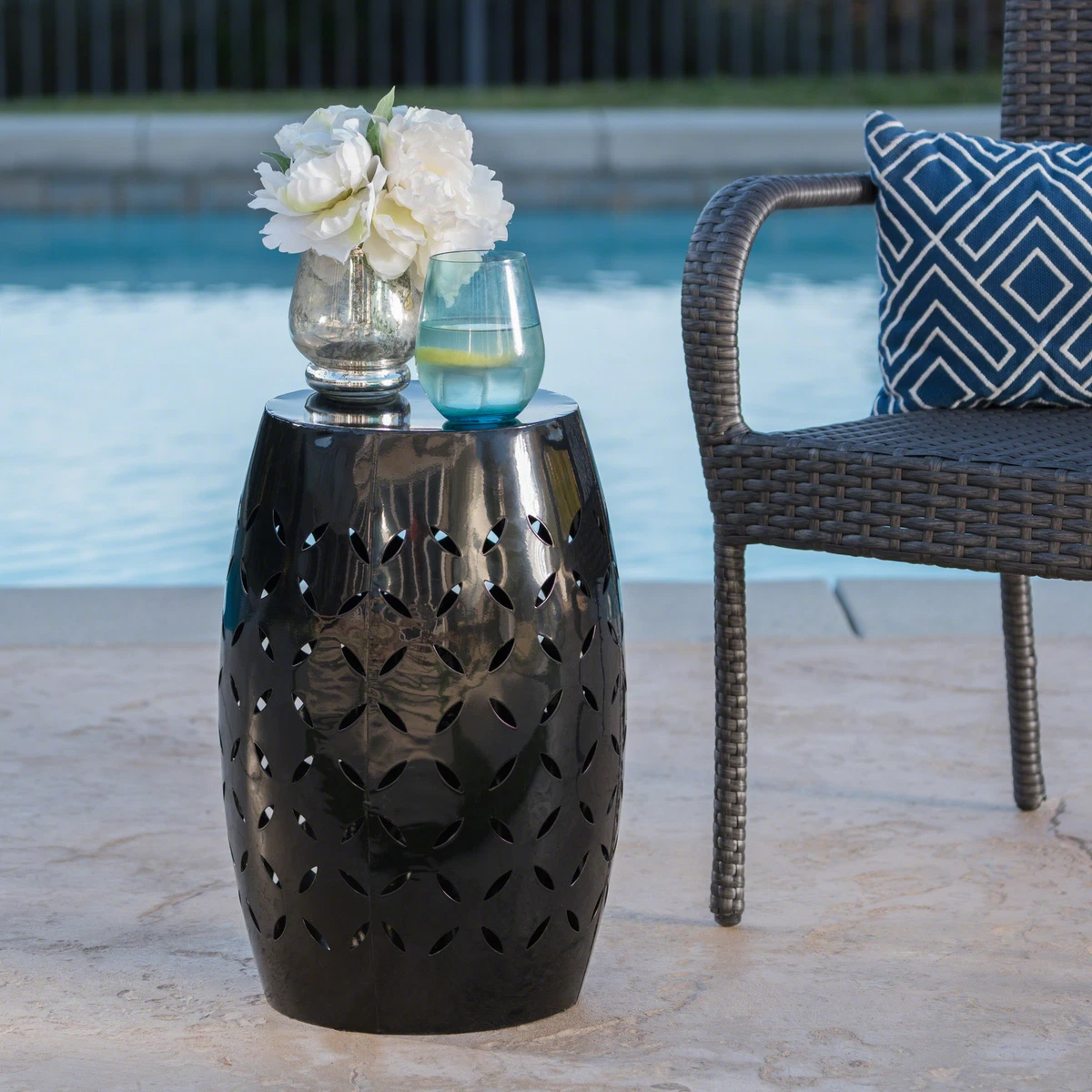 Metal Barrel Side Table