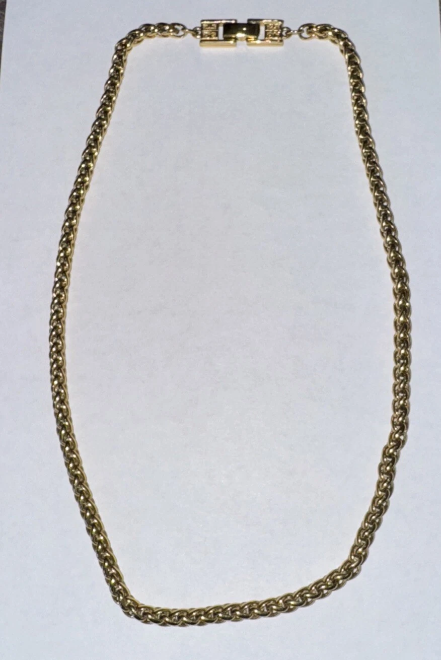 ...Vintage GIVENCHY...Collana catena corda G logo tono oro... 18"