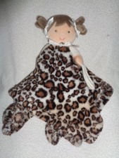 Security Blankets  Beyond Girl Brown Leopard Print Doll 14" Baby Plush Pacifier