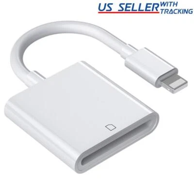 SD Card Adapter Camera Reader for iPad iPhone 6 6S 7 8 Plus 11 12 Pro X Xs Max - Image 1 of 4