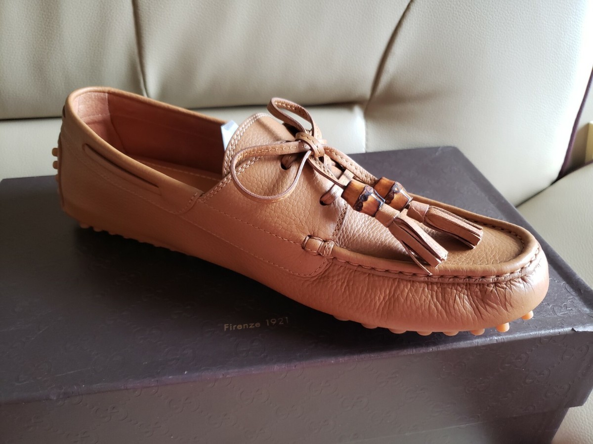 GUCCI Luxury Brown Leather Moccasin Driving Loafer Men Sz 9G  display picture 2