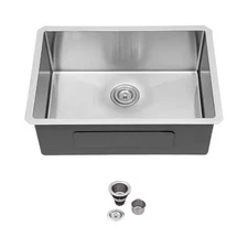 23 In. Undermount Sink Single Bowl 16-Gauge Brushed Stainless Steel Kitchen Sink
