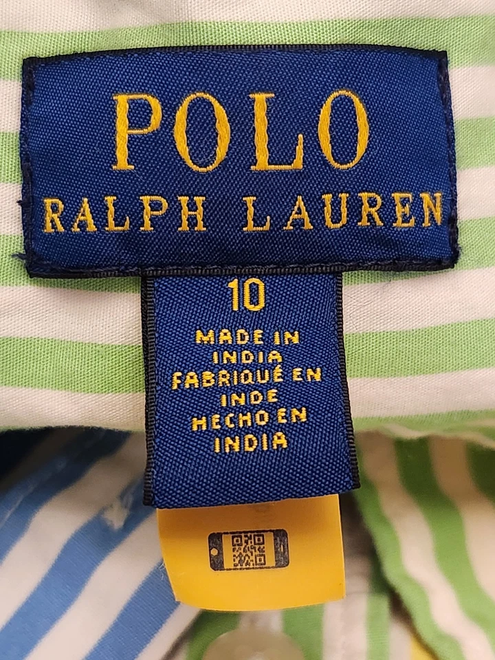 Polo Ralph Lauren Pastel Striped Shirt Dress Girls Size 10 Colorblock Preppy - Image 4 of 4
