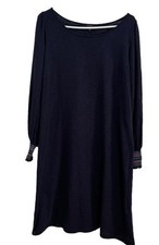 Talbots Knit Dress Cotton Midi Women Med. Blue Long Sleeve Beach Boho Comfort
