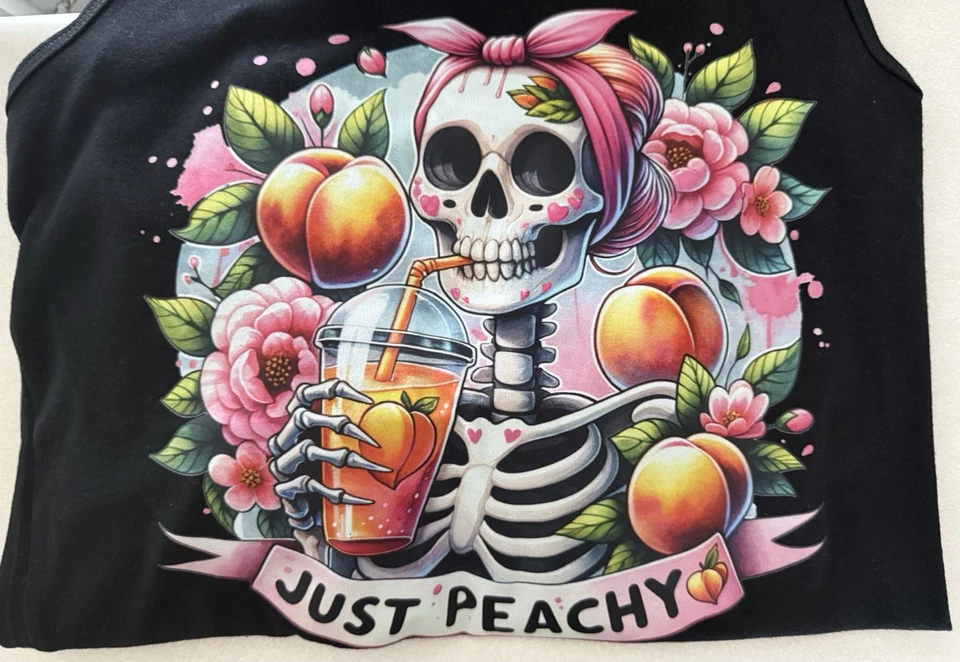 Women’s Summer Tank Top Peaches DTF screen print Bella + Canva - Image 2 of 4
