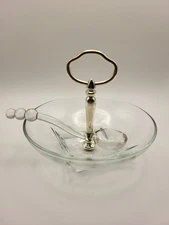 Vintage Glass Condiment Dish With Glass Server.