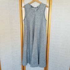 Lands' End 100% Linen Dress A-Line Navy Blue Pockets Sleeveless Size 2X 20W/22W
