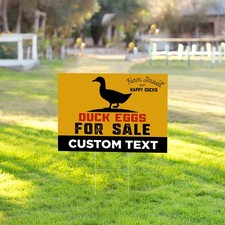 Farm Fresh Duck Eggs Yard Sign, Custom Text, Double-Sided, 24x18 with H-Stake