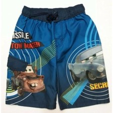 Disney Pixar CARS Swim Trunks Finn McMissile Boys Sz 8 MATER Board Shorts