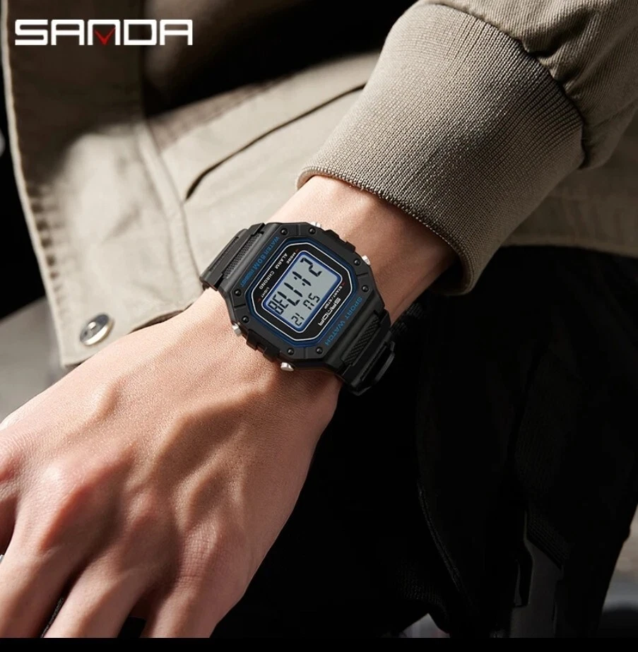 Military Watch Styled On Casio Digital-Upcoming Sanda Brand Green Free Delivery - Image 3 of 4