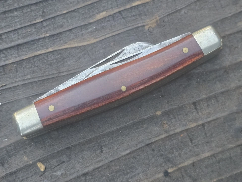 Navaja de Bolsillo Schrade Walden NY De Colección 3 Hojas Madera 3.25" Foto 4 de 4