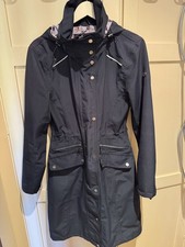 EQUETECH elegant ladies fitted Coat - Navy Size S. Hood in zipped collar
