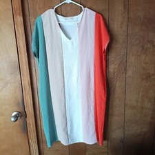 R.J. 220 Striped Sleeveless Pullover Dress Size S Colorblock Casual Shift