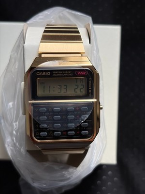 Casio CA-500WEG-1AV Gold Metal bracelet Calculator databank NWT - US