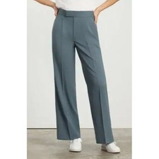 EVERLANE The 80s Italian Wool Pants Dusty Blue Women Size 4 High-Rise Wide Leg