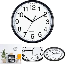 Black 13-Inch Silent Non-Ticking Quartz Battery Operated Round Wall Clock