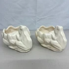 Vintage Ivory Cream Frog Lily Pad Planter Pair McCoy Pottery