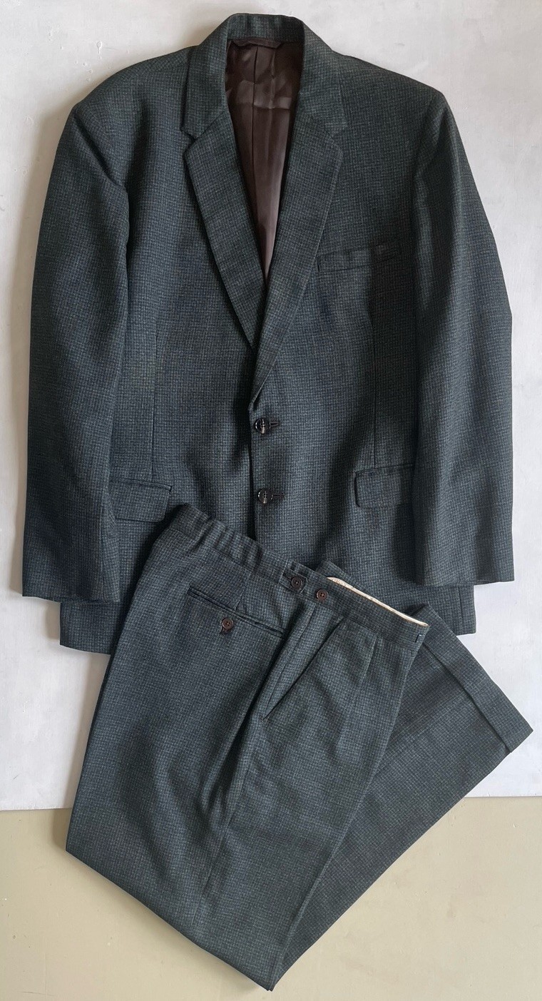 Vtg 1950s Mens Bespoke Burton Checked Tweed Flannel Suit Jacket Trousers
