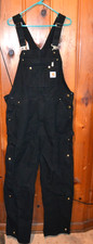 Carhartt Men s 38x36 Bib Overalls R37 BLK Double Knee Zip to Thigh Black Canvas