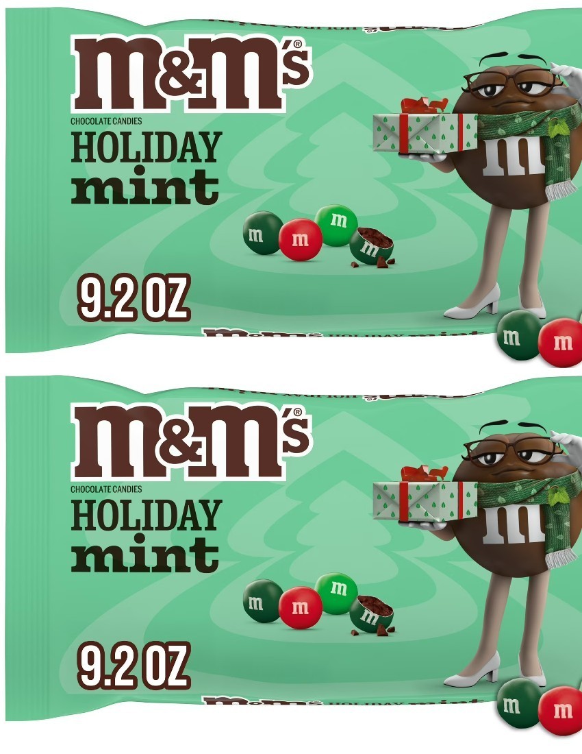 TWO 9.2 OZ BAGS OF M&M's MINT CHOCOLATE CHRISTMAS HOLIDAY CANDY