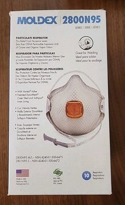 Moldex 2800N95 N95 Particulate Respirators w/ Strap Medium/Large. Pack of 10/Box