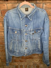 VTG Lee Sanforized Denim Jacket Medium Union Made USA PATD-153438 Trucker Riders