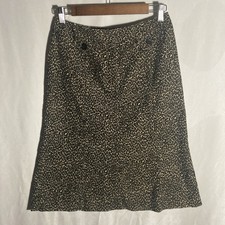 TALBOTS tan black animal print pinwale corduroy a-line skirt 4