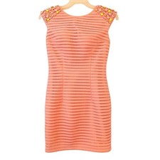 Mac Duggal Melon Pink Beaded Sleeveless Y2K Mini Cocktail Dress Women’s 4