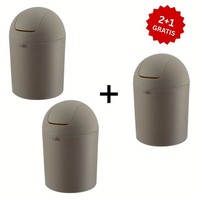 Baliv Kosmetikeimer 3 FüR 2 1,25 L Taupe Schwingdeckel Bad Wc MüLleimer