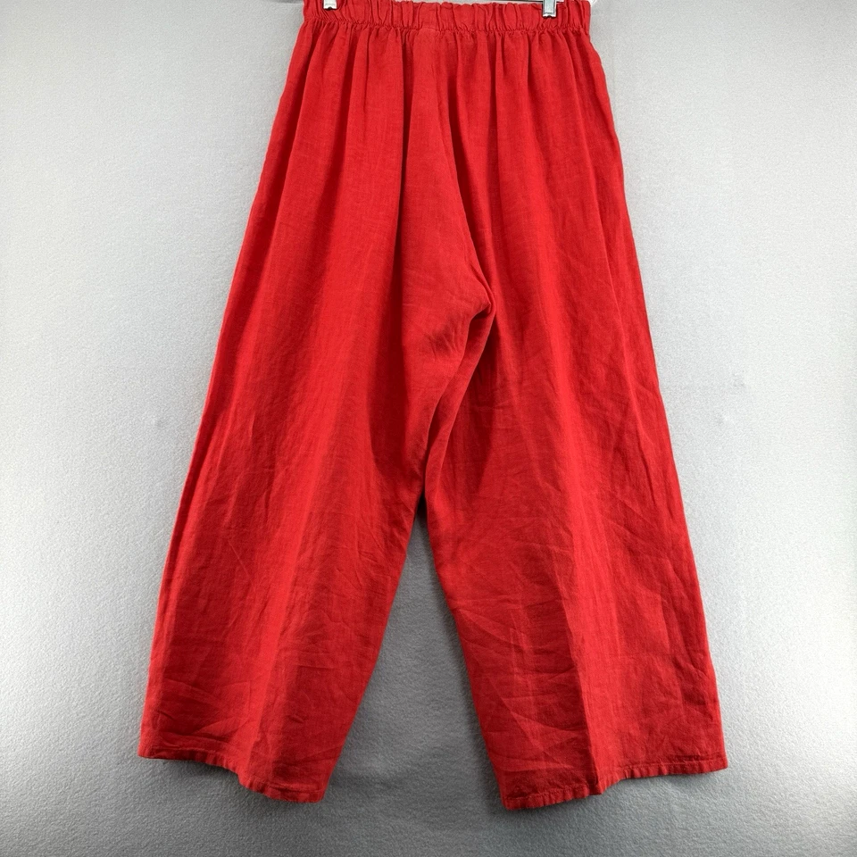 Pantalones Bryn Walker Mujer Medianos Lino Pierna Ancha De Colección Rojo Lagenlook Pullon Foto 2 de 4