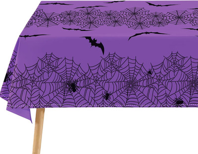 Halloween Tablecloth 60X104Inch Rectangular Spider Web Bat Table Cover Washable