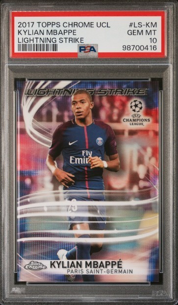 Kylian Mbappe, Lightning Strike, 2017 Topps Chrome UCL #LS-KM, PSA 10 GEM MINT