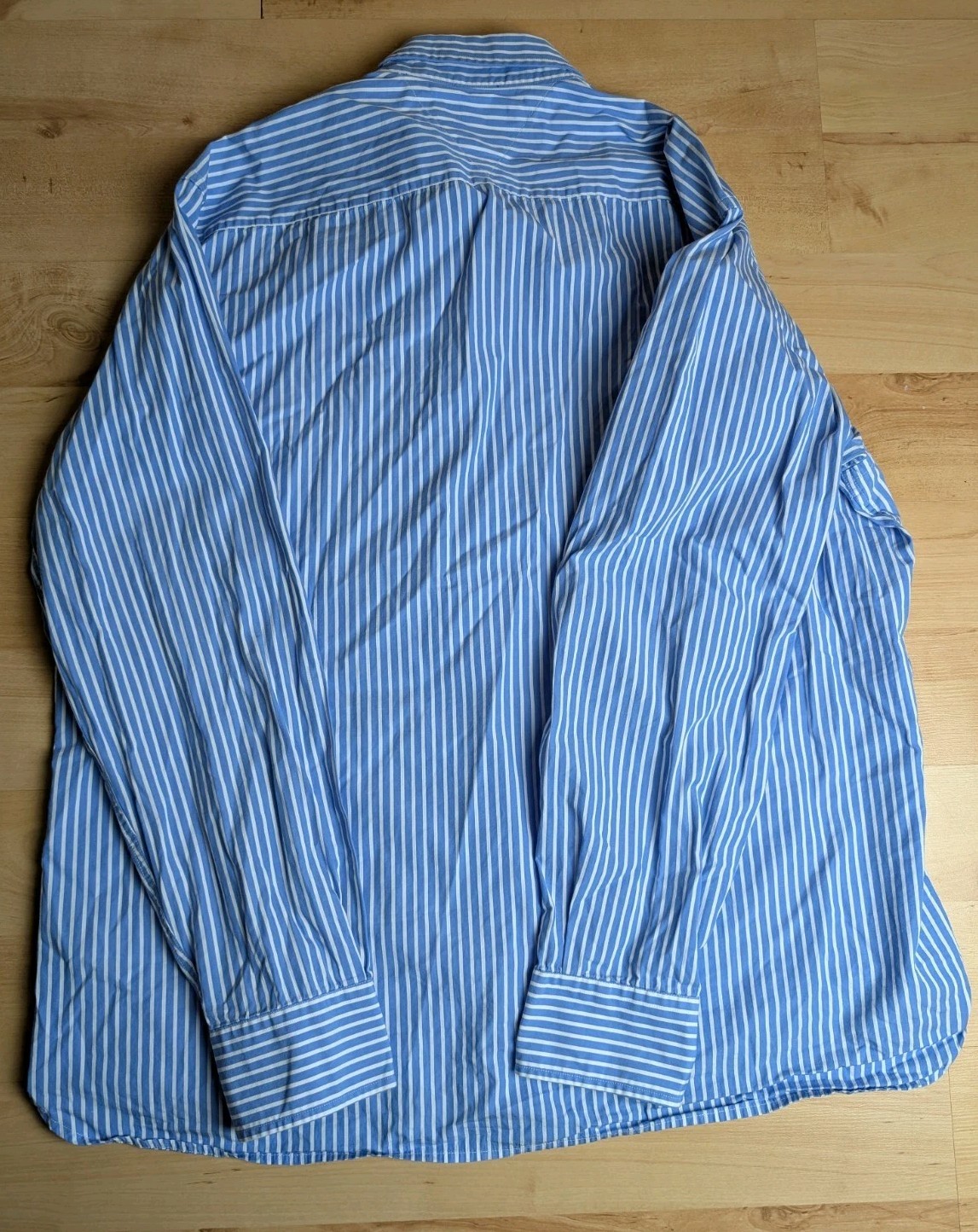 Tommy Hilfiger Blue/White Pinstripe Shirt 80s Two Ply Cotton – Mens 2XL XXL thumbnail 3