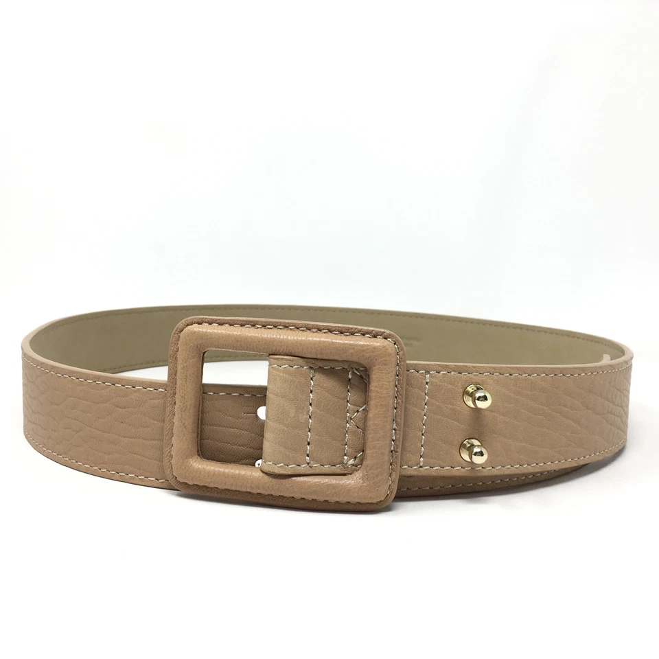 NEW Talbots Waist Belt Womens Size S Small Beige Leather Adjustable - Image 2 of 4