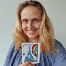 Paris Theme Park Carousel Painting Romantic French Wall Art Decor ACEO 3