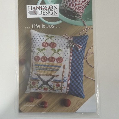 Cross Stitch Chart, Hands on Design ''Life is Just...'' w/ cherry charm, New