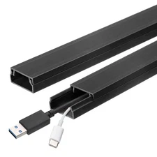 5pcs Cord Hider Wall 15inx0.8inx0.4in Cable Cover Adhesive Wire Hider,Black